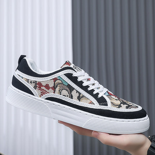 ♛𝔽𝕦𝕤𝕚𝕠𝕟 𝔽𝕠𝕔𝕦𝕤☢︎ꜱᴋᴀᴛᴇ ꜱʜᴏᴇꜱ ♜✽𝟤𝟢𝟤𝟧✽ 春夏新款塗鴉系列刺繡風休閒板鞋 男女款 xꜰ𝟤𝟢𝟣