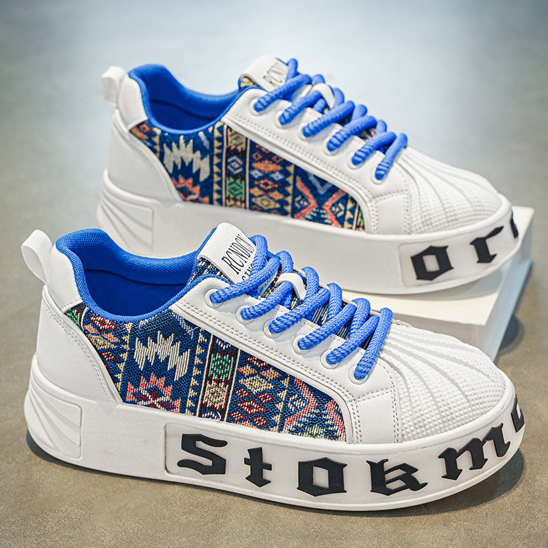 ♛𝔽𝕦𝕤𝕚𝕠𝕟 𝔽𝕠𝕔𝕦𝕤☢︎ꜱᴋᴀᴛᴇ ꜱʜᴏᴇꜱ ♜ ✽𝟤𝟢𝟤𝟧✽ 春夏新款圖騰風格貝殼頭增高厚底休閒板鞋 中性男女款 ʏɢ𝟫𝟣𝟪