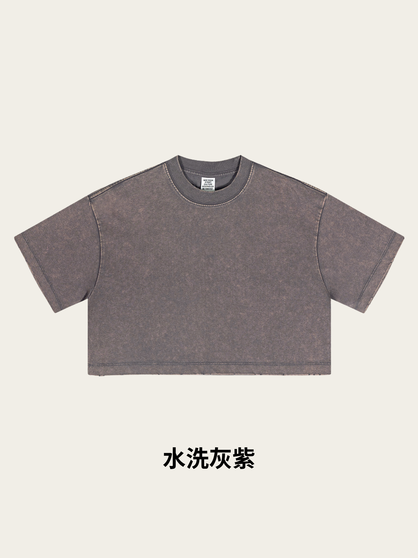 Fierce & Fitted 夏季美式復古做舊辣妹短款T袖N-6 水洗灰紫