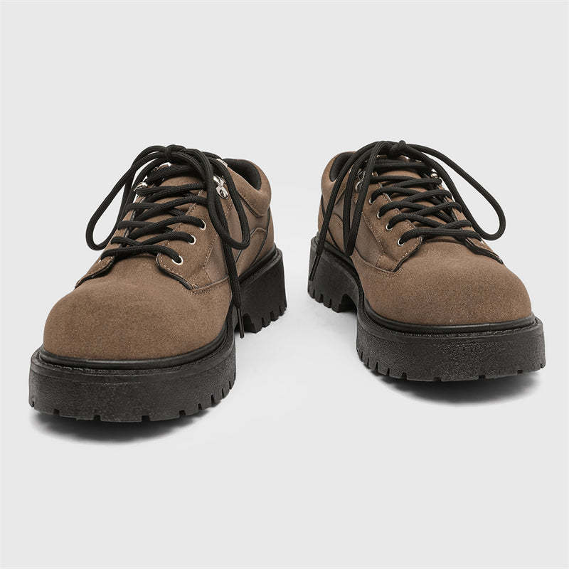 ♛𝔽𝕦𝕤𝕚𝕠𝕟 𝔽𝕠𝕔𝕦𝕤☢︎ᴄᴀꜱᴜᴀʟ ᴅʀᴇꜱꜱ ♜✽2025✽復古圓頭增高厚底皮鞋 中性男女款 ʏᴢ𝟧𝟧