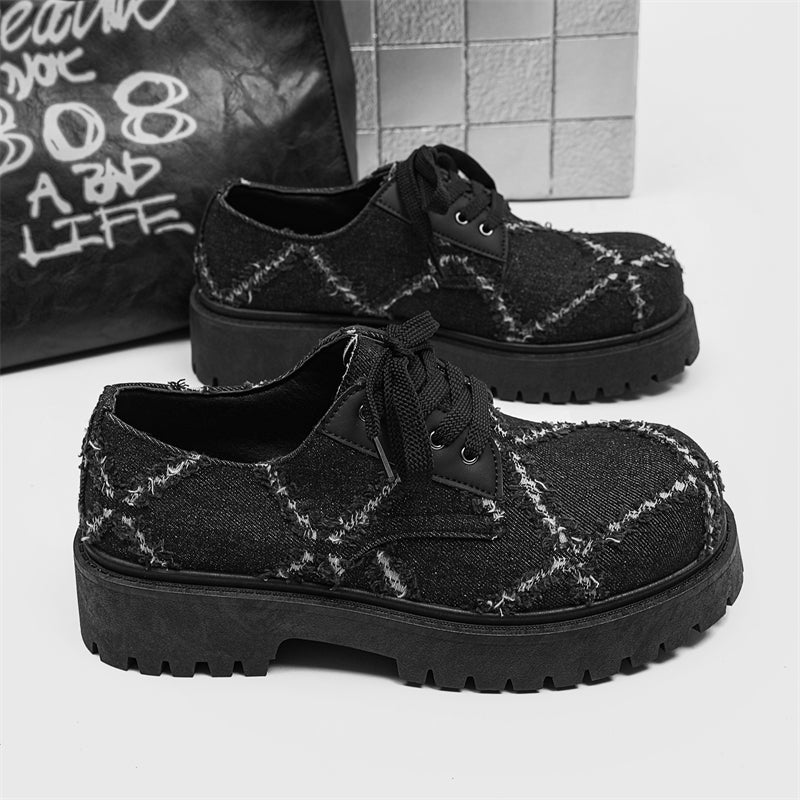 ♛𝔽𝕦𝕤𝕚𝕠𝕟 𝔽𝕠𝕔𝕦𝕤☢︎ᴄᴀꜱᴜᴀʟ ꜱɴᴇᴀᴋᴇʀ ♜✽2025✽朋克工匠復古圓頭增高厚底皮鞋 中性男女款 ʏᴢ𝟤𝟢