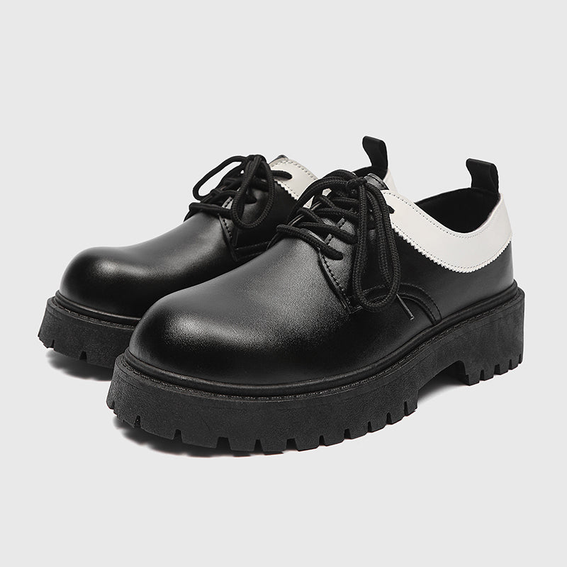 ♛𝔽𝕦𝕤𝕚𝕠𝕟 𝔽𝕠𝕔𝕦𝕤☢︎ᴄᴀꜱᴜᴀʟ ꜱɴᴇᴀᴋᴇʀ ♜✽2025✽夜霧紳士復古圓頭增高厚底皮鞋 中性男女款 ʏᴢ𝟢𝟤