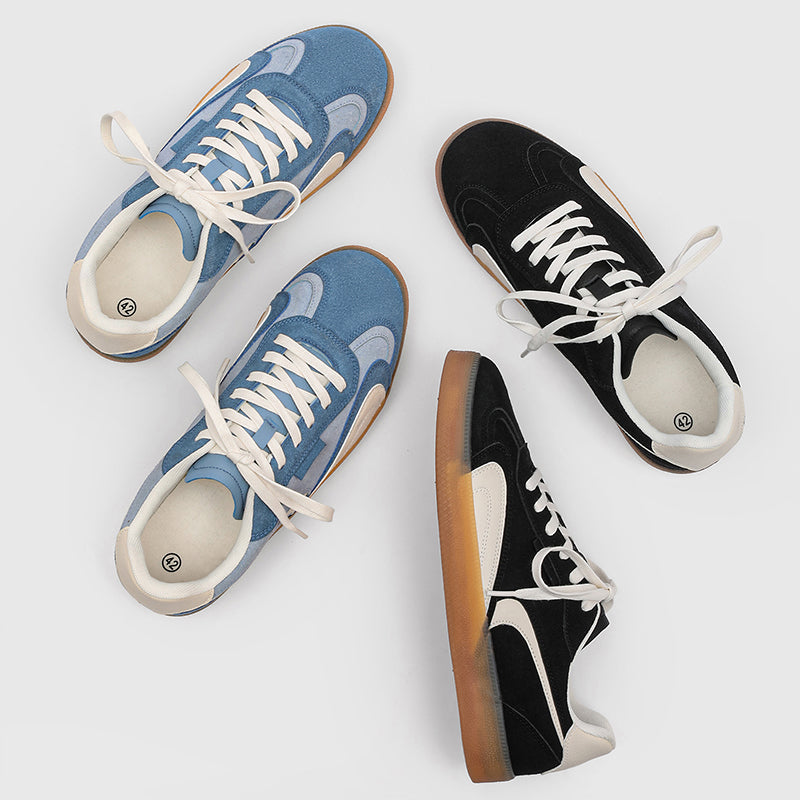 ♛𝔽𝕦𝕤𝕚𝕠𝕟 𝔽𝕠𝕔𝕦𝕤☢︎ꜱᴋᴀᴛᴇ ꜱʜᴏᴇꜱ ♜✽𝟤𝟢𝟤𝟧✽秋冬新款經典素面麂皮橡膠底低筒板鞋 男女款 情侶款 YH-23