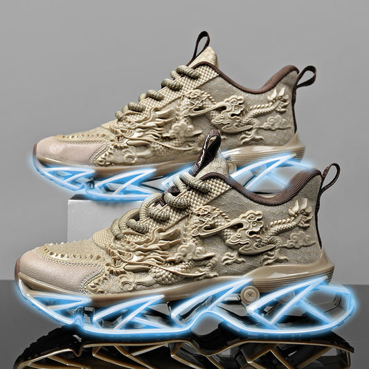 ♛𝔽𝕦𝕤𝕚𝕠𝕟 𝔽𝕠𝕔𝕦𝕤☢︎ᴄᴀꜱᴜᴀʟ ꜱɴᴇᴀᴋᴇʀ ♜ ✽𝟤𝟢𝟤𝟧✽春夏新款襪套透氣增高超彈力古風龍紋運動鞋 男女款 情侶款 CX23