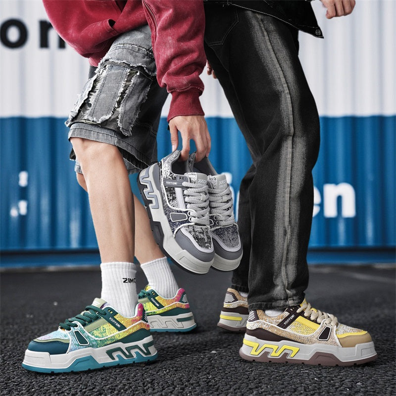 ♛𝔽𝕦𝕤𝕚𝕠𝕟 𝔽𝕠𝕔𝕦𝕤☢︎ꜱᴋᴀᴛᴇ ꜱʜᴏᴇꜱ ♜✽𝟤𝟢𝟤𝟧✽秋冬新款迷彩刺繡隱形增高低筒板鞋 男女款 情侶款 LL-89