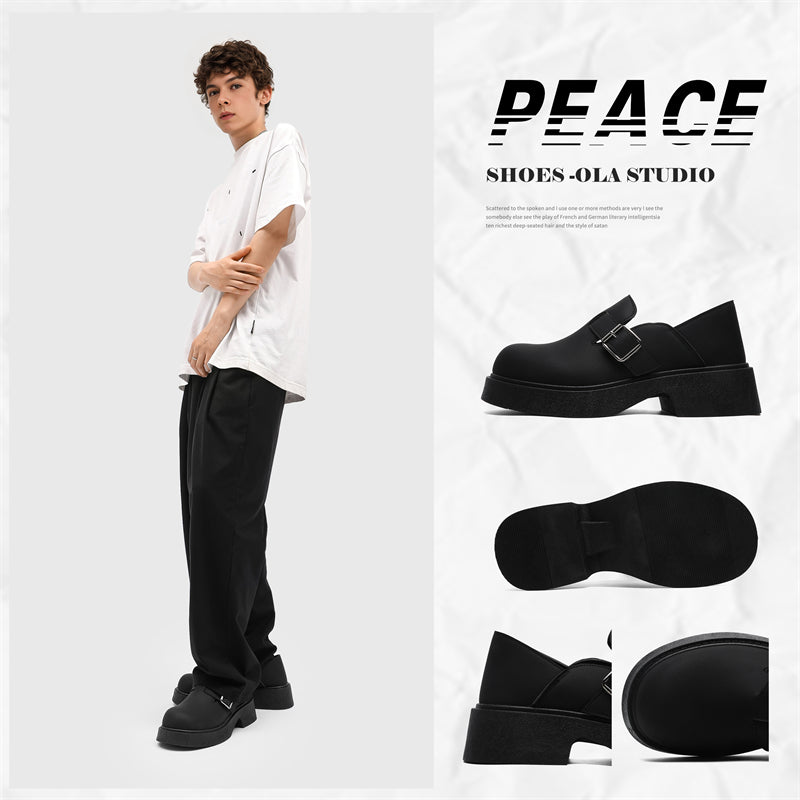 ♛𝔽𝕦𝕤𝕚𝕠𝕟 𝔽𝕠𝕔𝕦𝕤☢︎ᴄᴀꜱᴜᴀʟ ᴅʀᴇꜱꜱ ♜✽𝟤𝟢𝟤𝟧✽午夜騎士復古圓頭增高厚底皮鞋 中性男女款 ʏᴢ𝟣𝟣𝟢