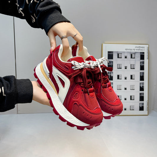 ♛𝔽𝕦𝕤𝕚𝕠𝕟 𝔽𝕠𝕔𝕦𝕤☢︎ꜰʟᴇxɪɴɢ-ꜱʜᴏᴇꜱ ♜✽𝟤𝟢𝟤𝟧✽ 夏季新款增高耐穿鞋底心運動鞋 女款 (35-40號)A08