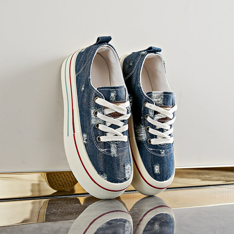 ♛𝔽𝕦𝕤𝕚𝕠𝕟 𝔽𝕠𝕔𝕦𝕤☢︎ꜰʟᴇxɪɴɢ-ꜱʜᴏᴇꜱ ♜✽𝟤𝟢𝟤𝟧✽ 春夏新款牛仔丹寧風休閒百搭厚底增高𝟧ᴄᴍ鞋 女款(35-40號)ᴊᴀ𝟣𝟢