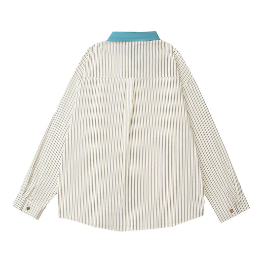 𝔼mbro 𝕊hirt𒉽2025秋冬復古撞色花朵刺繡襯衫C-16