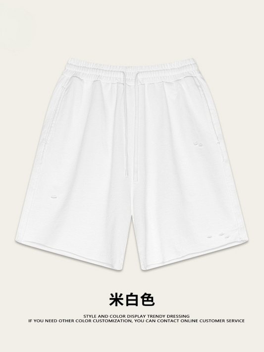 ♛𝔽𝕦𝕤𝕚𝕠𝕟 𝔽𝕠𝕔𝕦𝕤 ♛2025夏季歐美街頭碧紋水洗運動休閒寬鬆五分褲 K-50