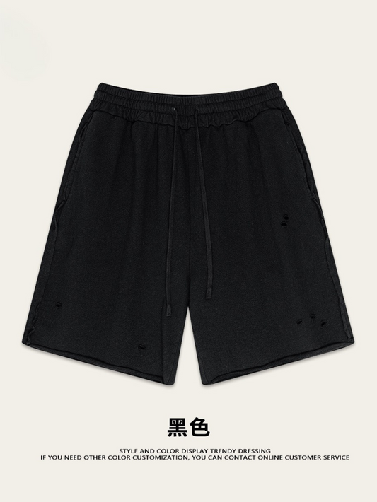 ♛𝔽𝕦𝕤𝕚𝕠𝕟 𝔽𝕠𝕔𝕦𝕤 ♛2025夏季歐美街頭碧紋水洗運動休閒寬鬆五分褲 K-50