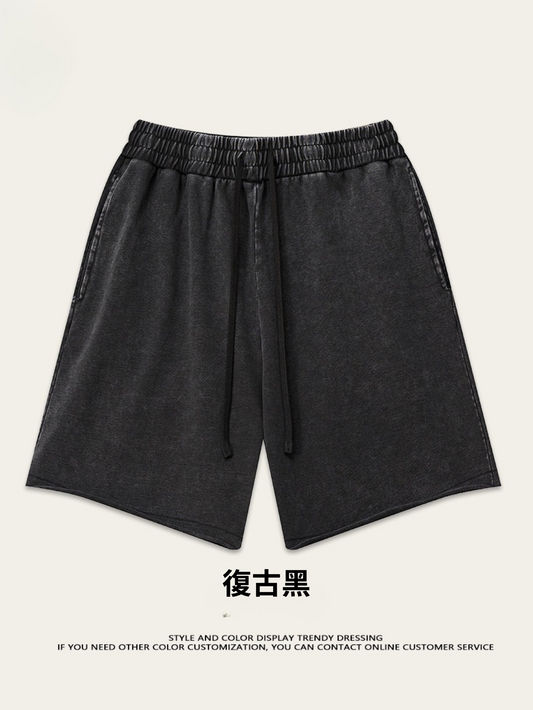 ♛𝔽𝕦𝕤𝕚𝕠𝕟 𝔽𝕠𝕔𝕦𝕤 ♛2025夏季美式街頭fog色系基礎款碧纹休閒捲邊五分褲K-93