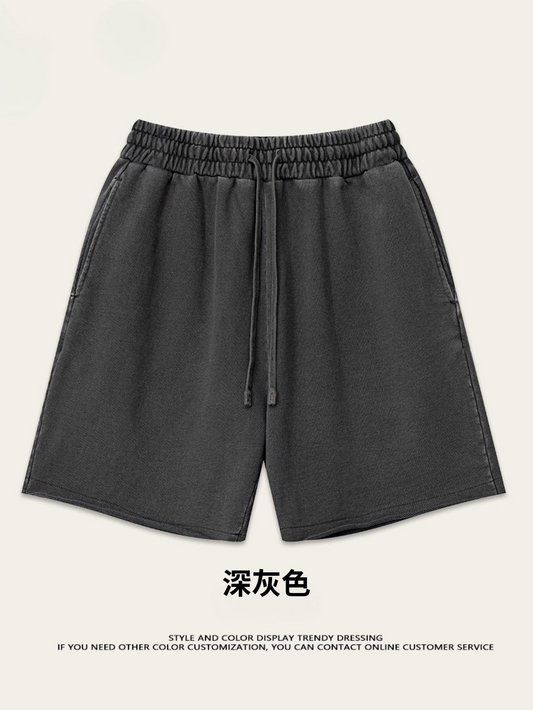 ♛𝔽𝕦𝕤𝕚𝕠𝕟 𝔽𝕠𝕔𝕦𝕤 ♛2025夏季美式街頭fog色系基礎款碧纹休閒捲邊五分褲K-93