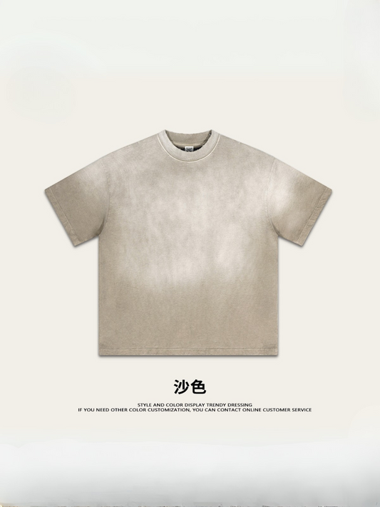 ▶𝔽𝕦𝕤𝕚𝕠𝕟 𝔽𝕠𝕔𝕦𝕤 ⌘𝓦𝓪𝓼𝓱𝓮𝓭 𝔀𝓲𝓷𝓭 ◀ 2025春夏潮牌ins新款纯棉水洗做舊短袖街頭巴家重磅半袖T恤 TZ-05