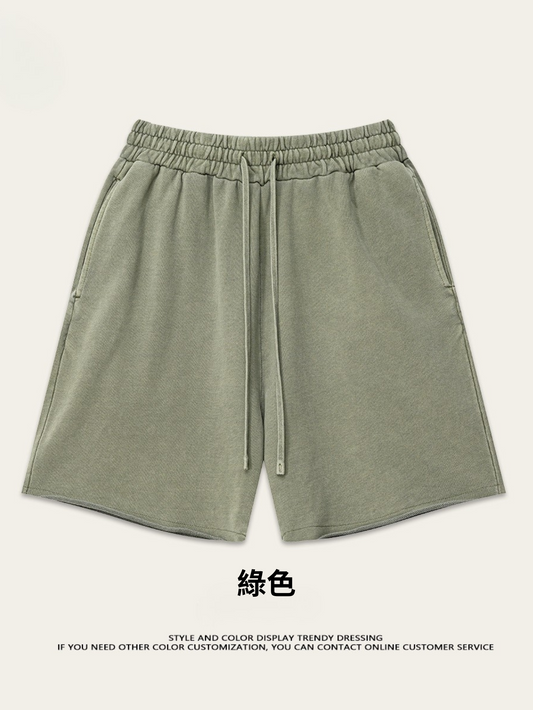 ♛𝔽𝕦𝕤𝕚𝕠𝕟 𝔽𝕠𝕔𝕦𝕤 ♛2025夏季美式街頭fog色系基礎款碧纹休閒捲邊五分褲K-93