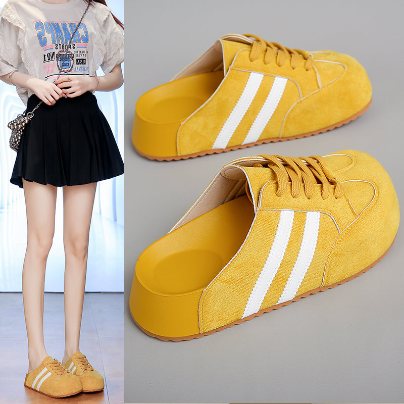 ♛𝔽𝕦𝕤𝕚𝕠𝕟 𝔽𝕠𝕔𝕦𝕤☢︎ꜰʟᴇxɪɴɢ-ꜱʜᴏᴇꜱ ♜✽𝟤𝟢𝟤𝟧✽ 春夏新款百搭板鞋頭型超透氣隱行增高3cm拖鞋 女款 (35-40號)x𝟤𝟪𝟪