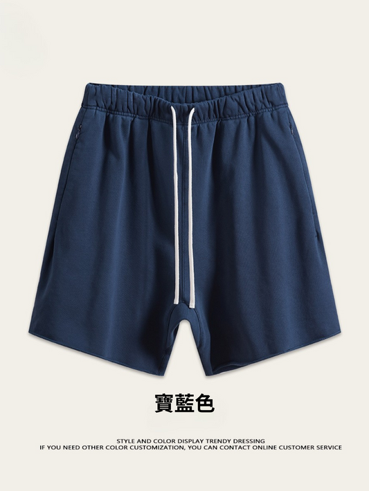 ♛𝔽𝕦𝕤𝕚𝕠𝕟 𝔽𝕠𝕔𝕦𝕤 ♛夏季復古重磅水洗休閒運動五分褲 S-01