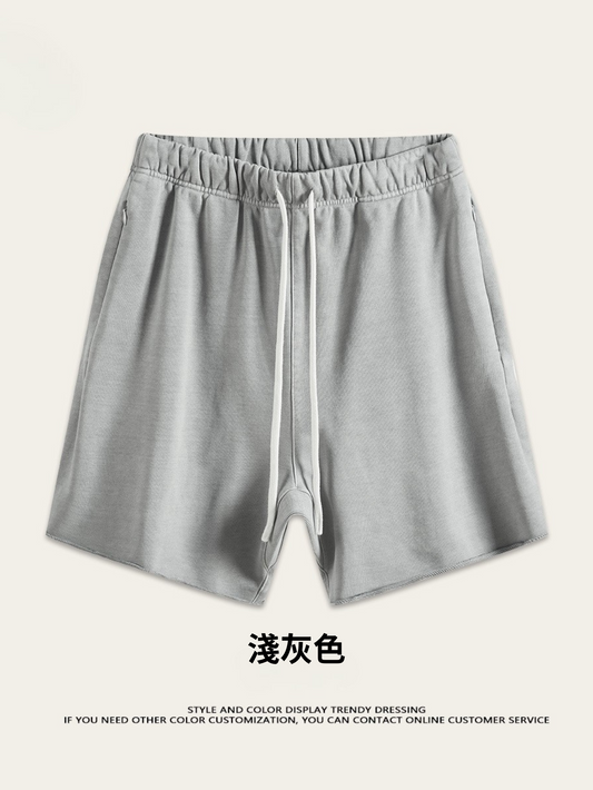 ♛𝔽𝕦𝕤𝕚𝕠𝕟 𝔽𝕠𝕔𝕦𝕤 ♛夏季復古重磅水洗休閒運動五分褲 S-01