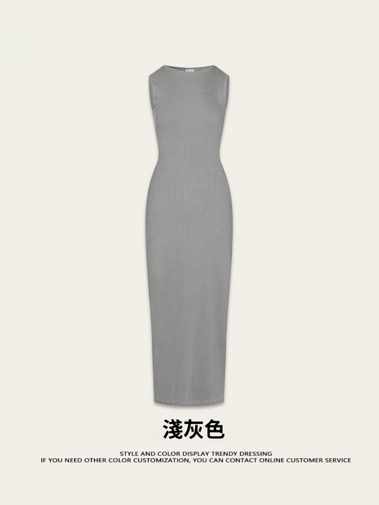 Fierce & Fitted 夏季辣妹必備無袖連身包臀長裙N-2 淺灰色