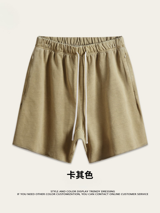 ♛𝔽𝕦𝕤𝕚𝕠𝕟 𝔽𝕠𝕔𝕦𝕤 ♛夏季復古重磅水洗休閒運動五分褲 S-01