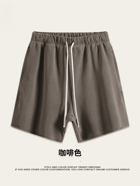 ♛𝔽𝕦𝕤𝕚𝕠𝕟 𝔽𝕠𝕔𝕦𝕤 ♛夏季復古重磅水洗休閒運動五分褲 S-01