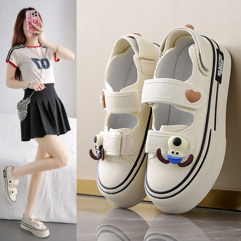 ♛𝔽𝕦𝕤𝕚𝕠𝕟 𝔽𝕠𝕔𝕦𝕤☢︎ꜰʟᴇxɪɴɢ-ꜱʜᴏᴇꜱ ♜✽𝟤𝟢𝟤𝟧✽ 春夏新款超透氣帆布包腳涼鞋增高3cm up 女款 (35-40號)ᴊᴅ𝟧𝟦