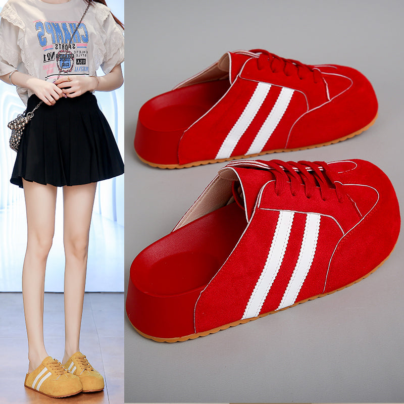 ♛𝔽𝕦𝕤𝕚𝕠𝕟 𝔽𝕠𝕔𝕦𝕤☢︎ꜰʟᴇxɪɴɢ-ꜱʜᴏᴇꜱ ♜ ✽𝟤𝟢𝟤𝟧✽ 春夏新款百搭板鞋頭型超透氣隱行增高3cm拖鞋 女款 (35-40號)x𝟤𝟪𝟪