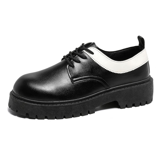 ♛𝔽𝕦𝕤𝕚𝕠𝕟 𝔽𝕠𝕔𝕦𝕤☢︎ᴄᴀꜱᴜᴀʟ ꜱɴᴇᴀᴋᴇʀ ♜✽2025✽夜霧紳士復古圓頭增高厚底皮鞋 中性男女款 ʏᴢ𝟢𝟤