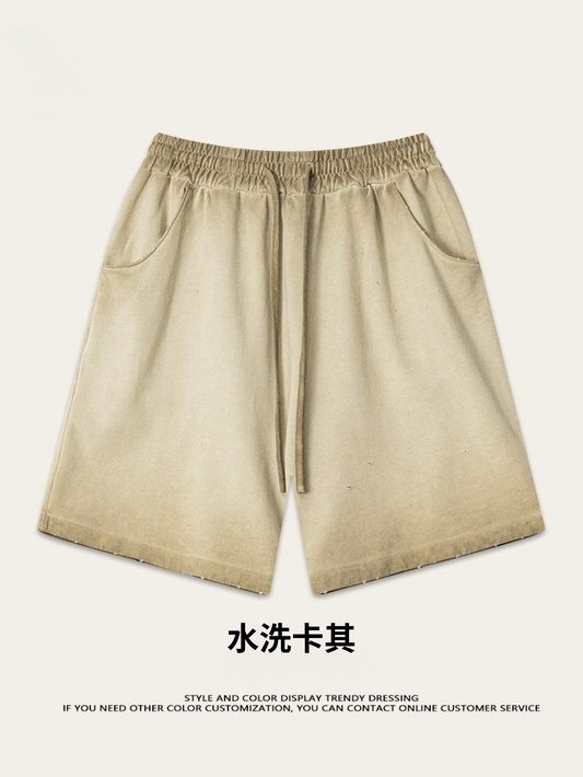 ♛𝔽𝕦𝕤𝕚𝕠𝕟 𝔽𝕠𝕔𝕦𝕤 ♛2025夏季復古街頭VINE風漸變寬鬆運動休閒五分褲 K-76