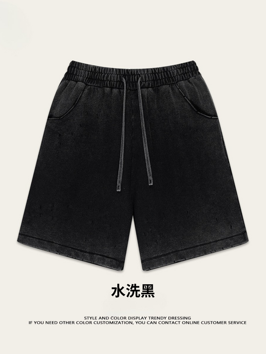 ♛𝔽𝕦𝕤𝕚𝕠𝕟 𝔽𝕠𝕔𝕦𝕤 ♛2025夏季復古街頭VINE風漸變寬鬆運動休閒五分褲 K-76