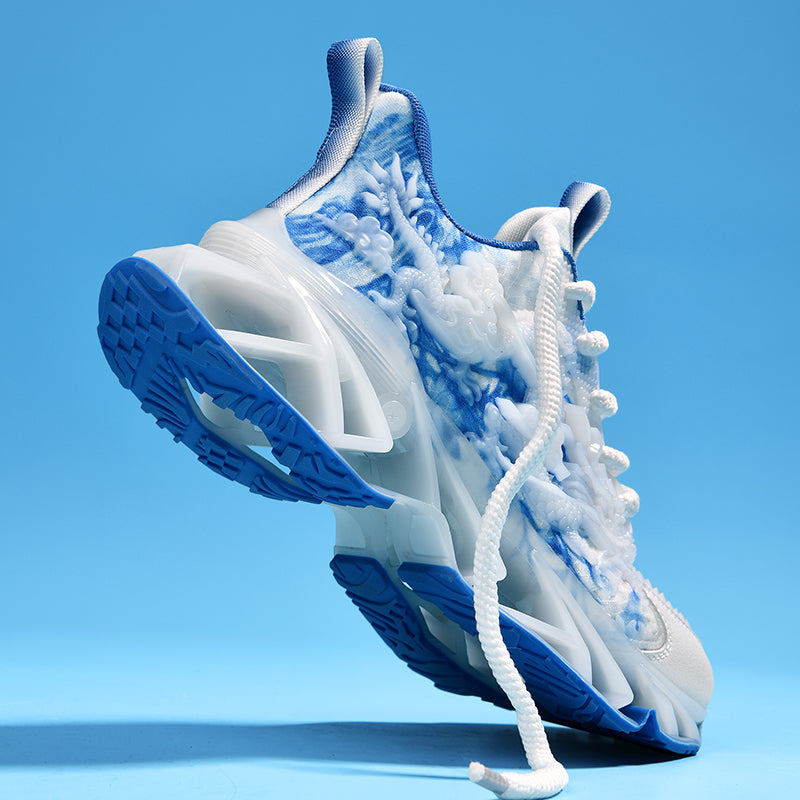 ♛𝔽𝕦𝕤𝕚𝕠𝕟 𝔽𝕠𝕔𝕦𝕤☢︎ᴄᴀꜱᴜᴀʟ ꜱɴᴇᴀᴋᴇʀ ♜ ✽𝟤𝟢𝟤𝟧✽春夏新款襪套透氣增高超彈力古風龍紋運動鞋 男女款 情侶款 CX23