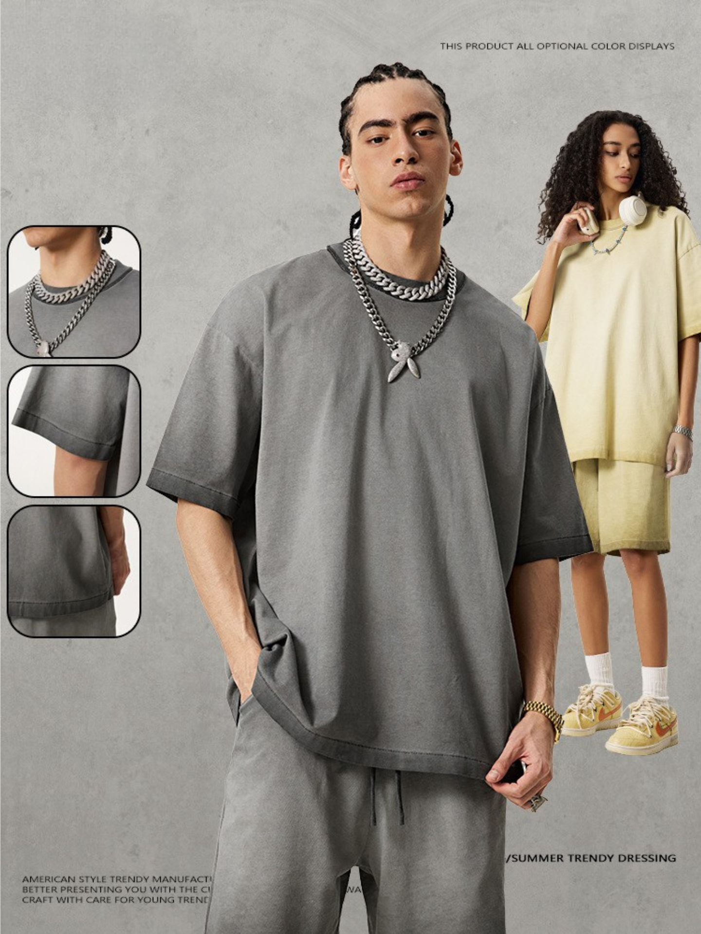 ▶𝔽𝕦𝕤𝕚𝕠𝕟 𝔽𝕠𝕔𝕦𝕤 ⌘𝓦𝓪𝓼𝓱𝓮𝓭 𝔀𝓲𝓷𝓭 ◀ 2025夏季歐美高街oversize寬鬆大碼半袖T恤雙紗平纹圓領短袖 TZ-02