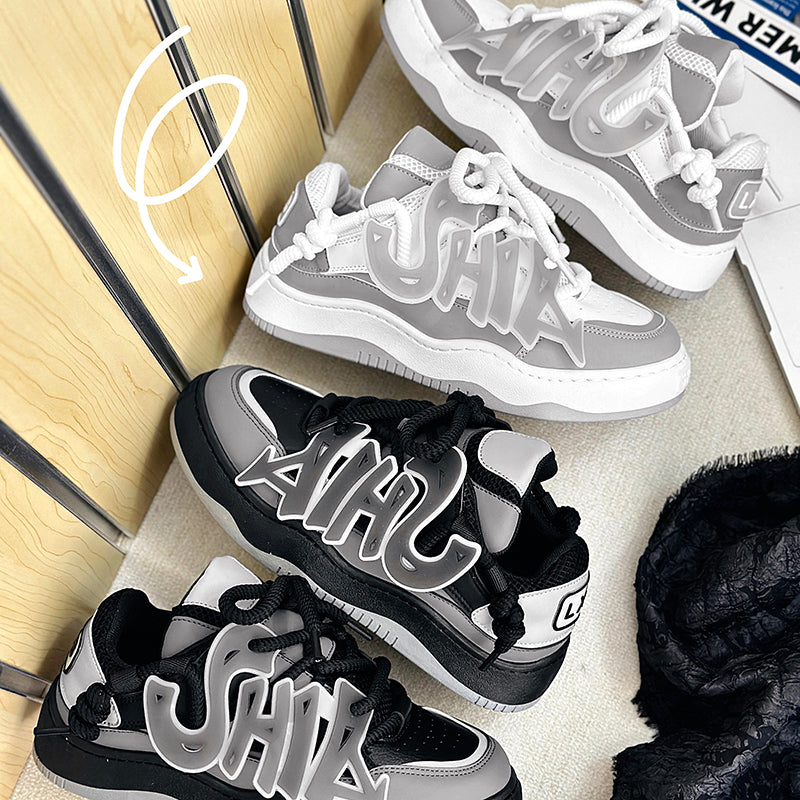 ♛𝔽𝕦𝕤𝕚𝕠𝕟 𝔽𝕠𝕔𝕦𝕤☢︎ᴄᴀꜱᴜᴀʟ ꜱɴᴇᴀᴋᴇʀ ♜ ✽𝟤𝟢𝟤𝟧✽春夏新款前衛夜光焦點運動鞋 男女款 大🦶款 (39-45號) CL01