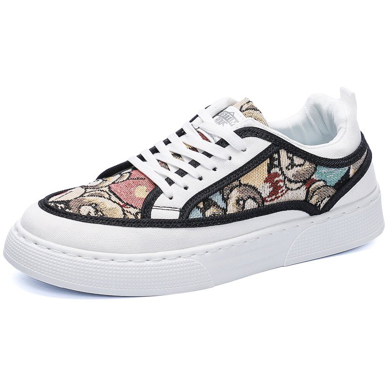 ♛𝔽𝕦𝕤𝕚𝕠𝕟 𝔽𝕠𝕔𝕦𝕤☢︎ꜱᴋᴀᴛᴇ ꜱʜᴏᴇꜱ ♜✽𝟤𝟢𝟤𝟧✽ 春夏新款塗鴉系列刺繡風休閒板鞋 男女款 xꜰ𝟤𝟢𝟣