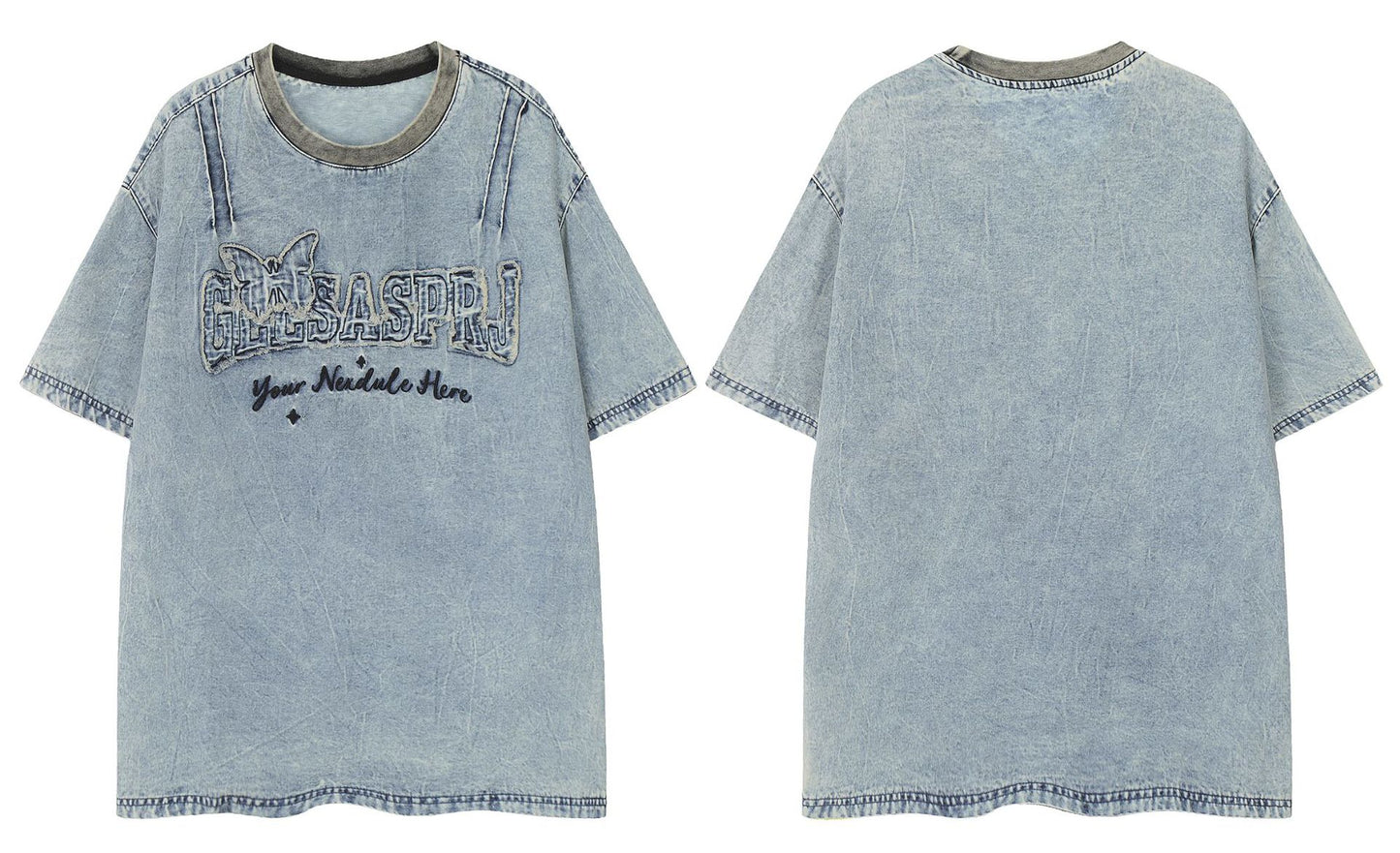 𝕃oose 𝔽it ☞𝟤𝟢𝟤𝟧 ☜美式復古蝴蝶字母圓領男女中性 T-Shirt寬版上衣 GE-26