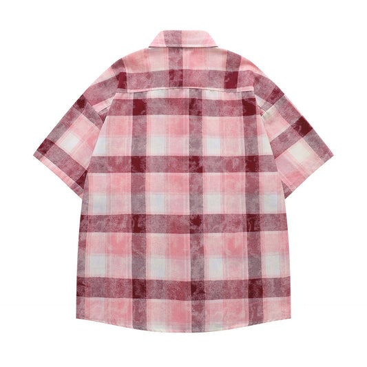 𝔼mbro 𝕊hirt𒉽美式復古可愛刺繡休閒寬鬆襯衫Y-1