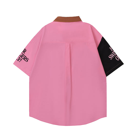 𝕃oose 𝔽it ☞𝟤𝟢𝟤𝟧 ☜美式復古拼色設計感短袖襯衫 CH-59