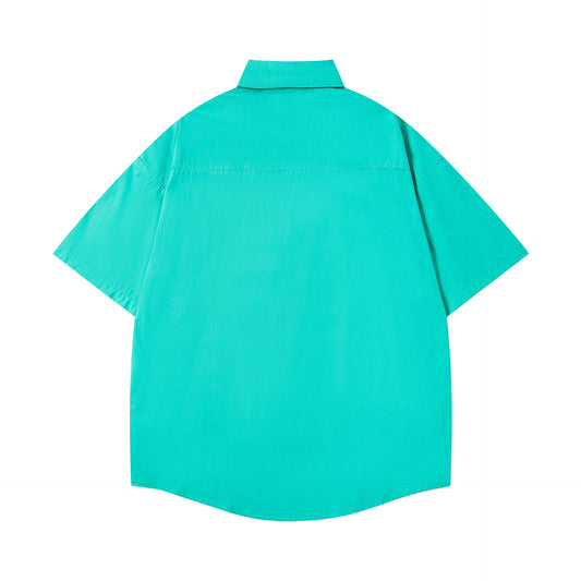 𝔼mbro 𝕊hirt𒉽美式復古貓咪刺繡寬鬆襯衫 3M-79