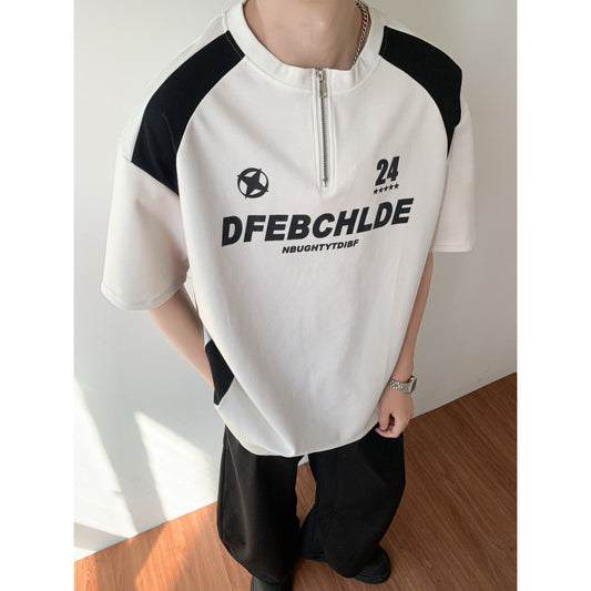 𝔽𝕦𝕤𝕚𝕠𝕟 𝔽𝕠𝕔𝕦𝕤 ✘ 潮牌披肩短袖T恤男款夏季2025寬鬆休閒百搭半截袖上衣 W22