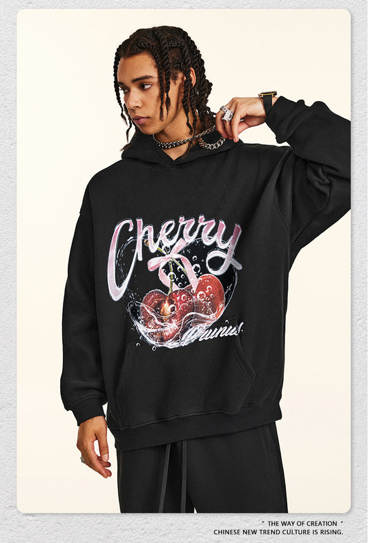 ♛𝔽𝕦𝕤𝕚𝕠𝕟 𝔽𝕠𝕔𝕦𝕤 ♛2025秋冬高磅水洗印花寬鬆落肩帽T582