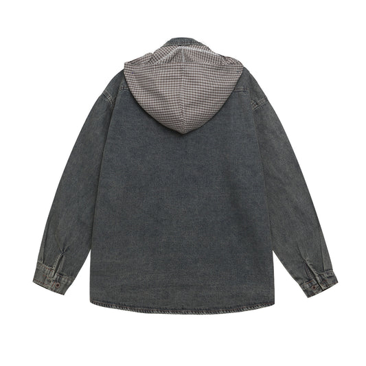 𝔼mbro 𝕊hirt𒉽2025秋冬復古連帽牛仔刺繡襯衫外套IN-26