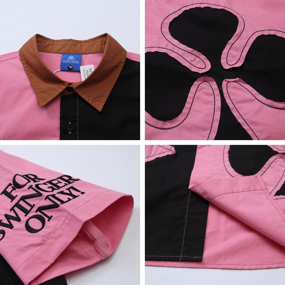 𝕃oose 𝔽it ☞𝟤𝟢𝟤𝟧 ☜美式復古拼色設計感短袖襯衫 CH-59