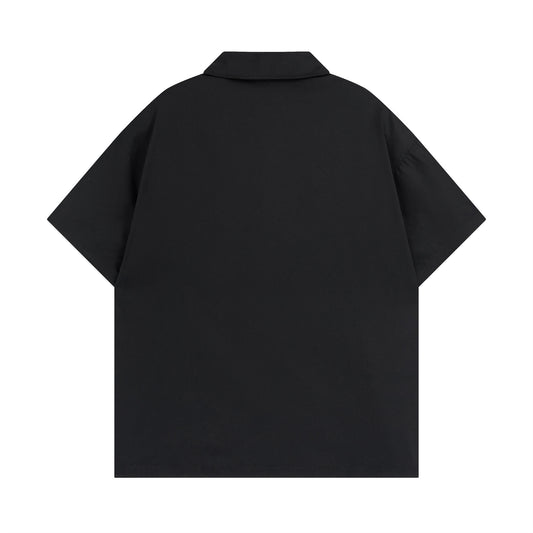 𝕃oose 𝔽it ☞𝟤𝟢𝟤𝟧 ☜美式復古圖案印花百搭休閒寬鬆襯衫 ɴᴛ𝟣𝟦 (黑色)