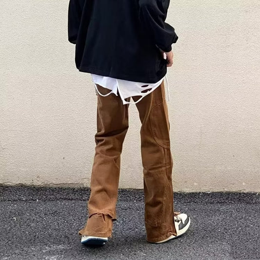 ♜ 𝔽𝕦𝕤𝕚𝕠𝕟 𝔽𝕠𝕔𝕦𝕤 𖥟 𝖏𝖊𝖆𝖓𝖘 ☞ 美式重磅復古工裝褲春秋款寬鬆大碼休閒褲闊腿褲 B-10
