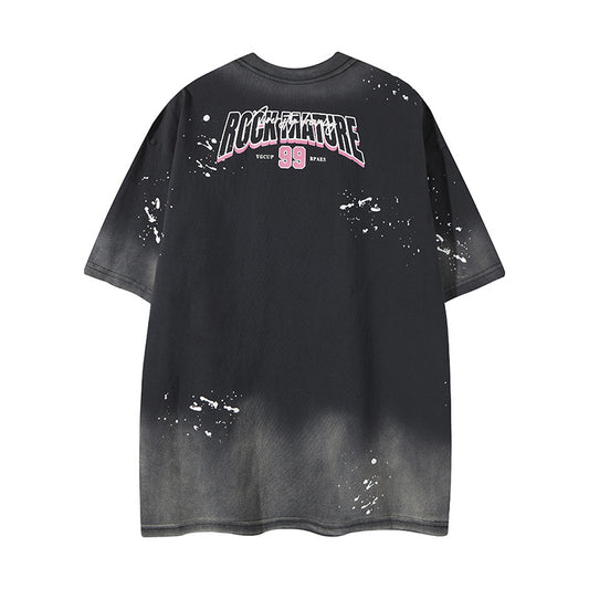 𝕃oose 𝔽it ☞𝟤𝟢𝟤𝟧 ☜美式復古渲染系列女孩印花男女中性 T-Shirt寬版上衣 RK-89