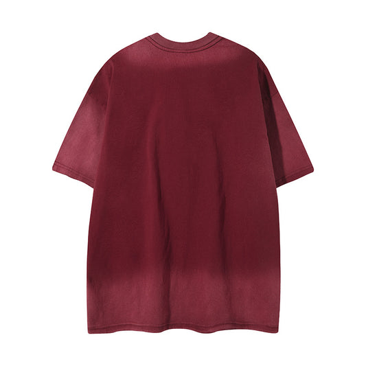 𝕃oose 𝔽it ☞𝟤𝟢𝟤𝟧 ☜美式復古渲染系列噴繪印花男女中性 T-Shirt寬版上衣R-6