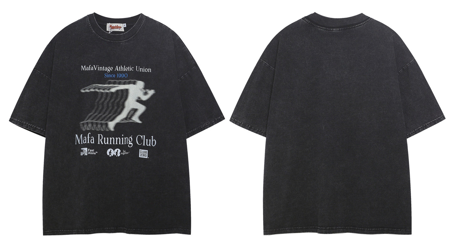 𝕃oose 𝔽it ☞𝟤𝟢𝟤𝟧 ☜美式復古人像印花圓領男女中性 T-Shirt寬版上衣 MT-8