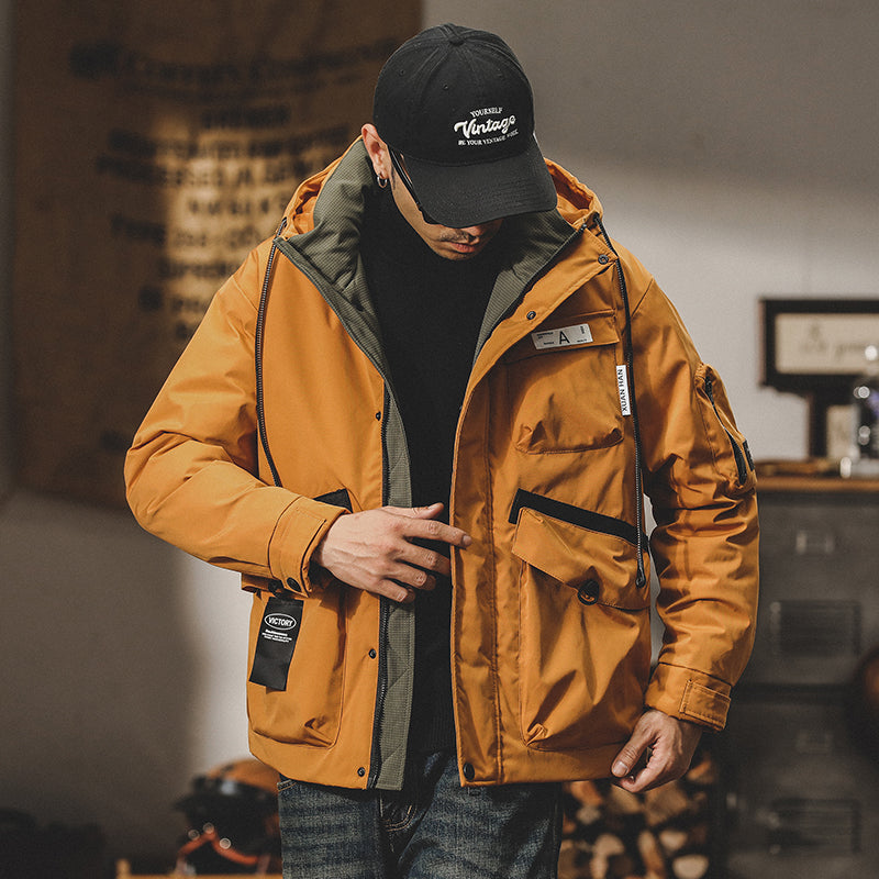 snɔoɟ uoı̣snɟ - 美式工裝機能羽绒服冬季加厚連帽戶外獵装硬核多口袋夾克外套 FG-361