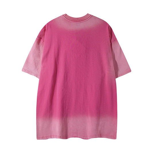 𝕃oose 𝔽it ☞𝟤𝟢𝟤𝟧 ☜美式復古渲染系列卡通印花男女中性 T-Shirt寬版上衣F-316