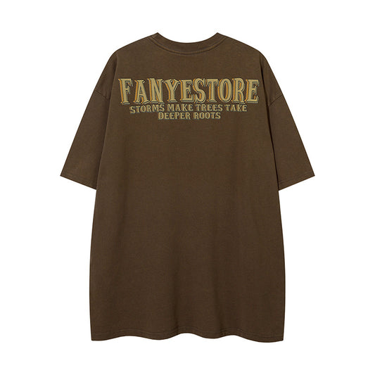 𝕃oose 𝔽it ☞𝟤𝟢𝟤𝟧 ☜美式復古設計感風格圖案印花男女中性T-Shirt上衣 FY08